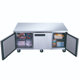 DUC72F 3-Door Undercounter Commercial Freezer in Stainless Steel