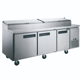 DPP90-12-S3 Commercial 3-Door Pizza Prep Table Refrigerator