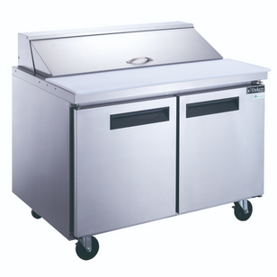 DSP60-16-S2 2-Door Commercial Food Prep Table Refrigerator in Stainless Steel