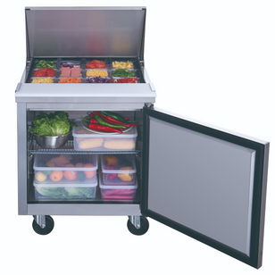 DSP29-12M-S1 1-Door Commercial Food Prep Table Refrigerator in Stainless Steel with Mega TopDSP29-12M-S1 1-Door Commercial Food Prep Table Refrigerator in Stainless Steel with Mega Top
