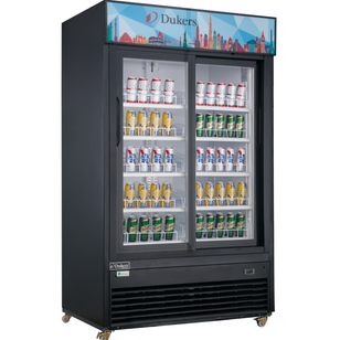DSM-47SR Commercial Glass Sliding 2-Door Merchandiser Refrigerator in Black
