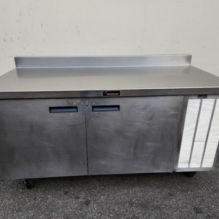 Delfield 18WC68R 68" Worktop Refrigerator with Two Doors and Backsplash.
