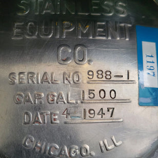 Chicago Stainless Steel Brand 1500 Horizontal Tank - Only used to store water!